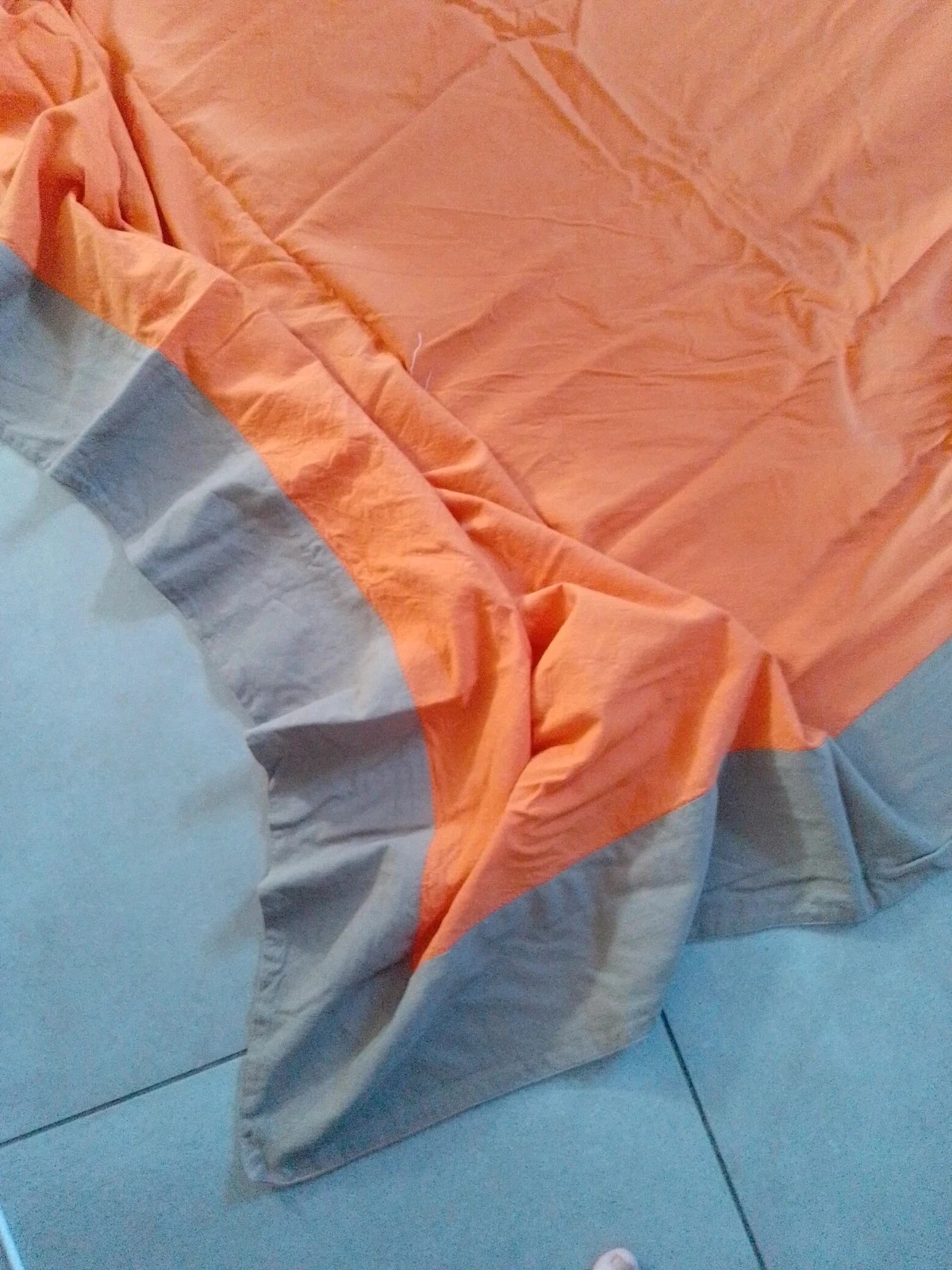 Gran mantel de algodón naranja y color topo – photo 2